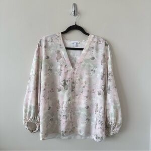 Nordstrom-Water Colour V-Neck Blouse (Size:Small)